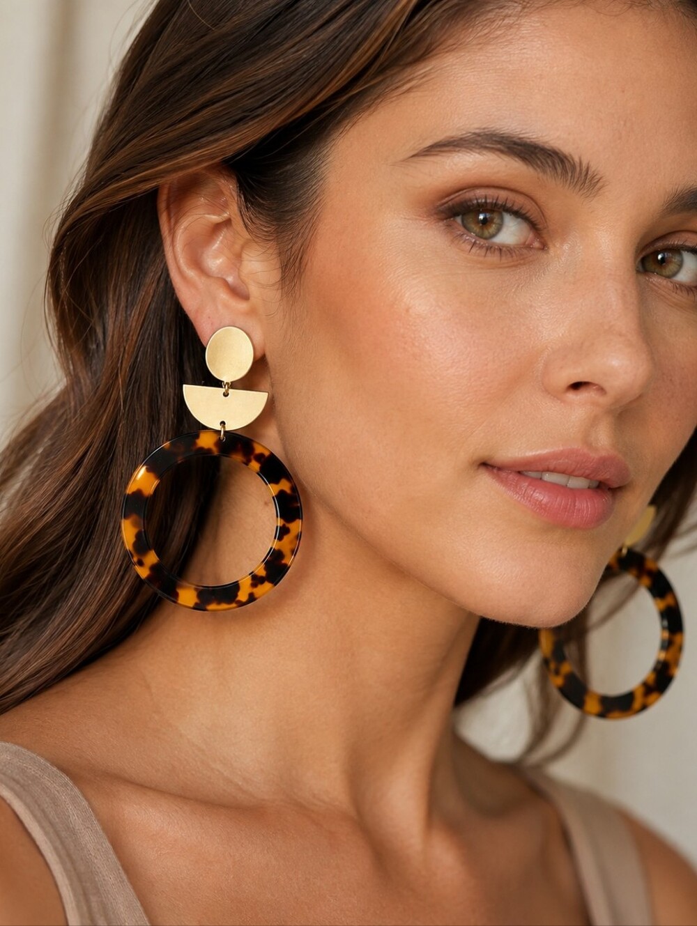 BOSTON PROPER VINTAGE TORTOISE SHELL HOOP EARRINGS